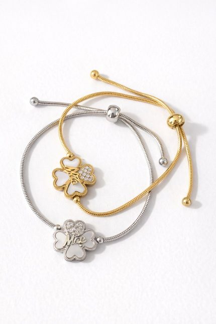 Pulseira Ajustável em Aço Dourado com Pendente Mãe – foto 2