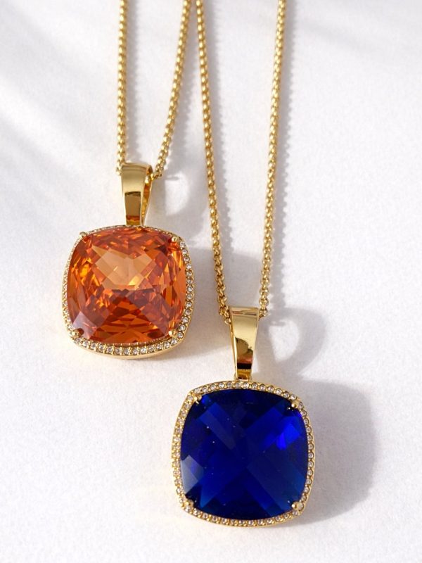 Colar em Aço Dourado com Pedra Azul – foto 2