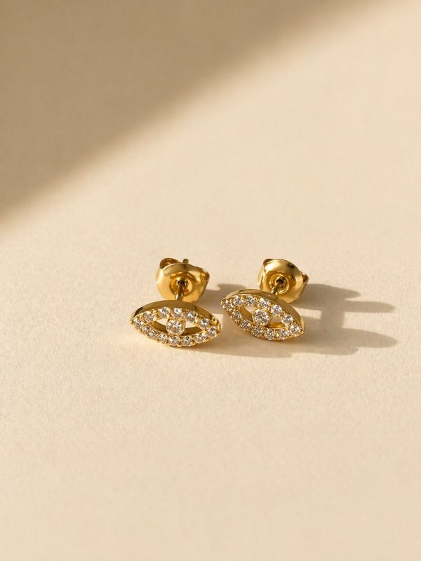 Brincos Olho Dourado em Aço – foto 2