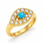 Anel Íris Azul em prata banhada a ouro
