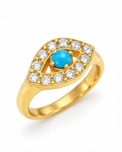 Anel Íris Azul em prata banhada a ouro