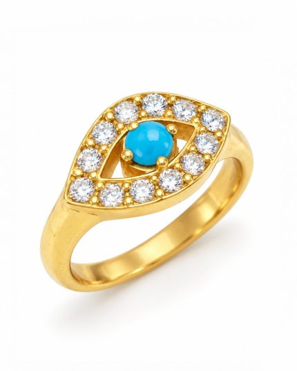 Anel Íris Azul em prata banhada a ouro
