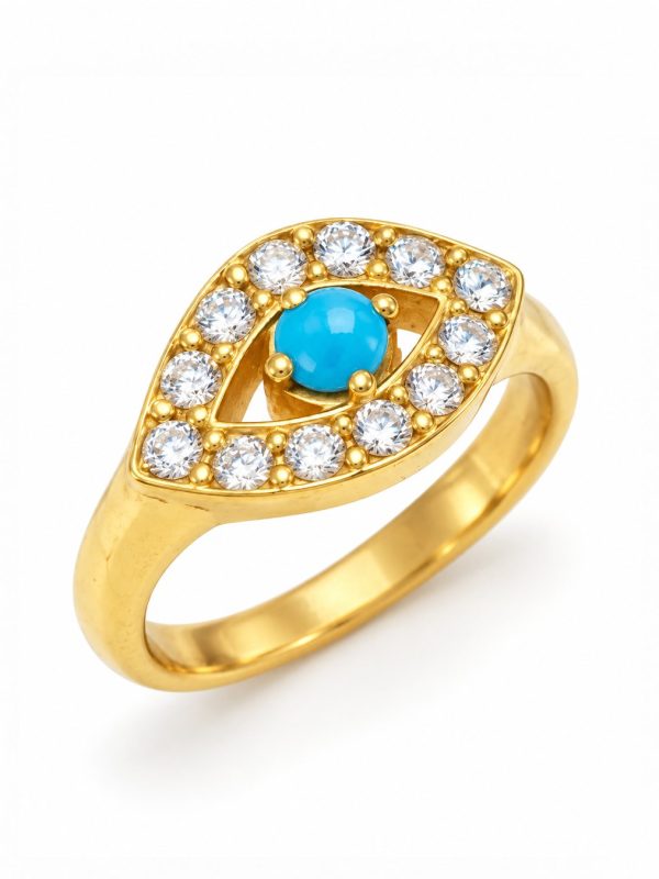 Anel Íris Azul em prata banhada a ouro