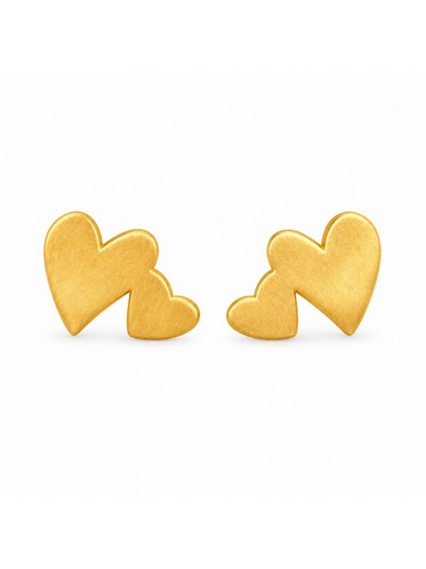 Brincos Dois Corações em prata banhada a ouro