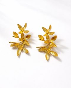 Brincos de noiva Flor de Luz em prata 925 banhada a ouro