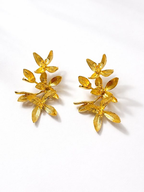 Brincos de noiva Flor de Luz em prata 925 banhada a ouro