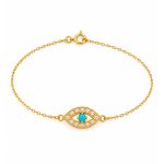Pulseira Íris Azul em prata banhada a ouro