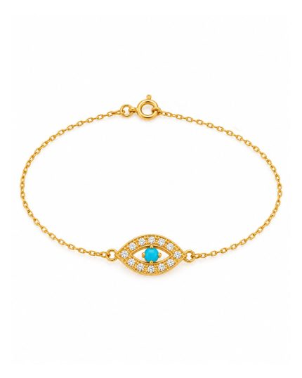 Pulseira Íris Azul em prata banhada a ouro