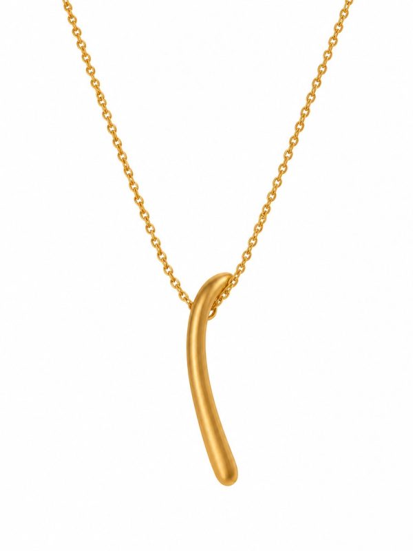 Pendente do Colar com Pendente Alongado em prata banhado a ouro