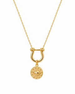 Colar Olho Amuleto em prata banhado a ouro
