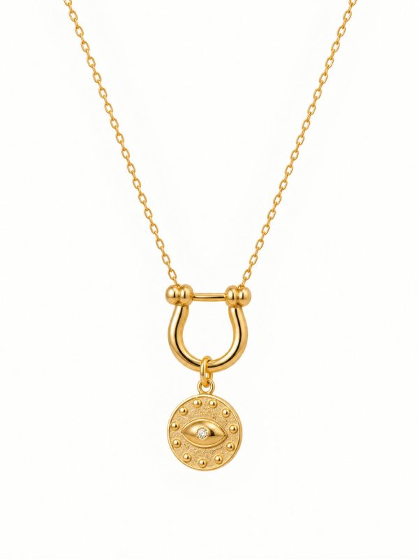 Colar Olho Amuleto em prata banhado a ouro