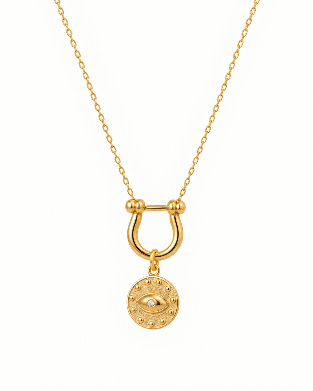 Site 0 Colar Olho Amuleto em prata banhado a ouro