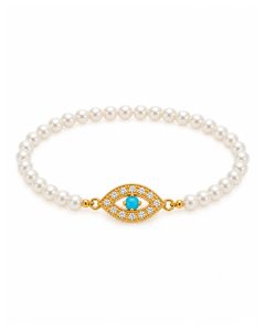 Pulseira Íris Azul com Pérolas