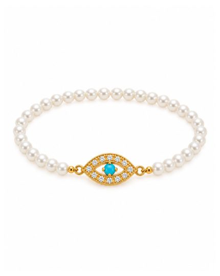 Pulseira Íris Azul com Pérolas