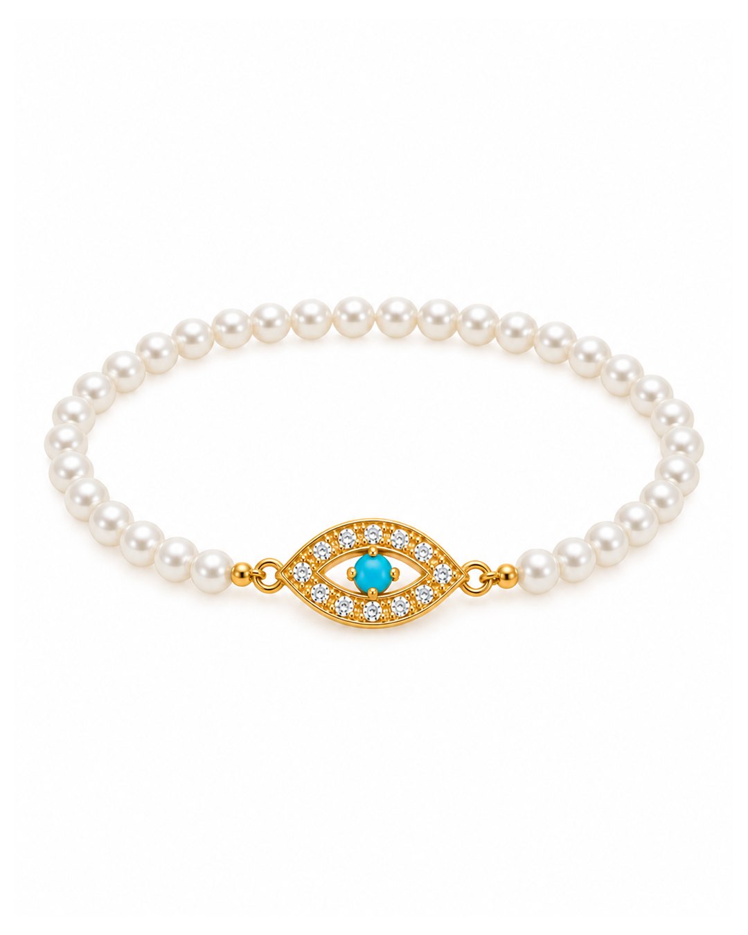 Site 0 Pulseira Íris Azul com Pérolas