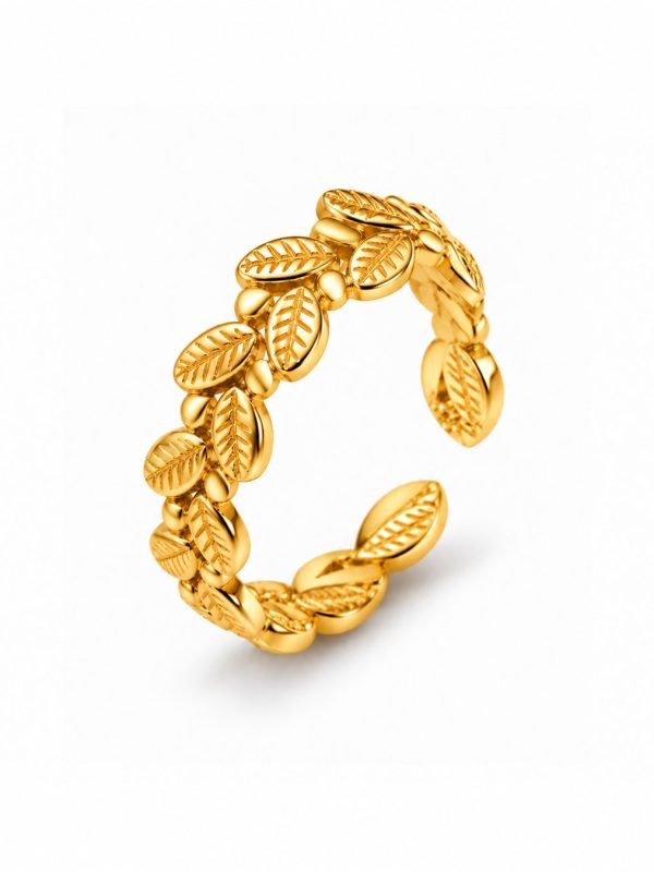 Anel Folhas em prata banhada a ouro