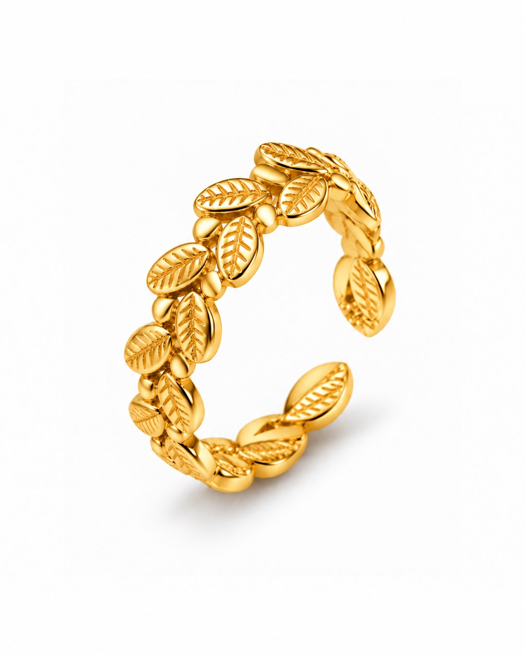 Site 0 Anel Folhas em prata banhada a ouro