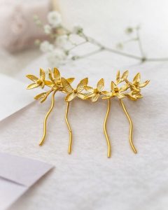 Gancho Flor de Luz para noiva em prata 925 banhada a ouro