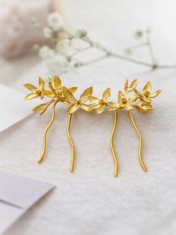 Gancho Flor de Luz para noiva em prata 925 banhada a ouro