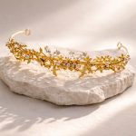 Tiara Alba para noiva em prata 925 banhada a ouro