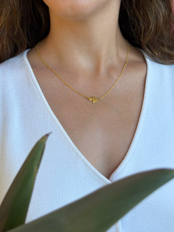 Colar em prata banhado a ouro com dois corações ao pescoço