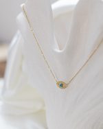 Colar Íris Azul Essence X em prata banhado a ouro