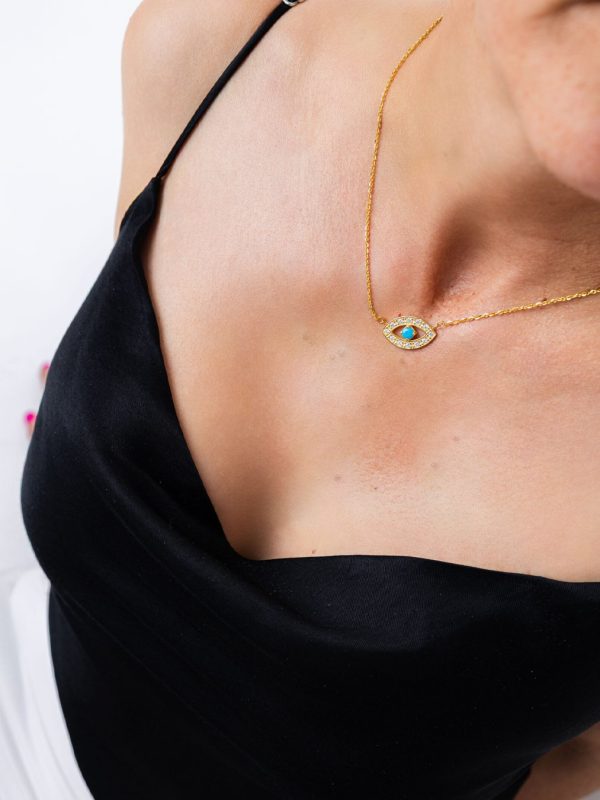 Colar Essence X com pendente em forma de olho e pedra azul