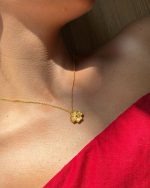 Pendente trevo da sorte trabalhado em prata banhado a ouro