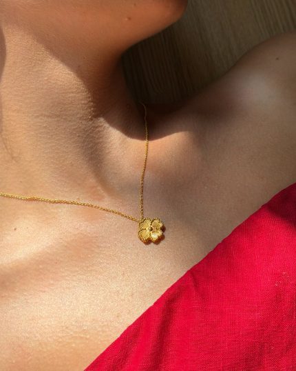 Pendente trevo da sorte trabalhado em prata banhado a ouro
