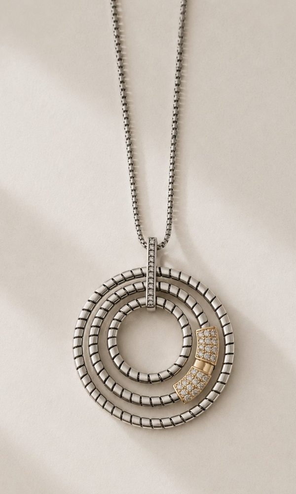 Colar Circular em Aço com Detalhes Dourados – foto 2