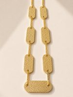 Colar de Placas Texturizadas em Aço Dourado – foto 2