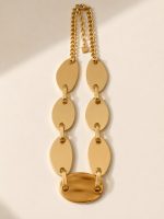 Colar em Aço Dourado com Placas Ovais – foto 3